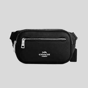 Coach Elias Mini Belt Bag in black refined pebbled leather